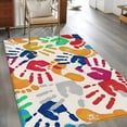 thumbnail image 4 of Area Rug for Living Room, Colorful Handprints Non-Slip Indoor Large Carpet for Bedroom/Dining Room, Rainbow Abstract Hand Foot Prints Washable Low-Profile Rectangle Floor Mat Runner Rugs - 3 x 5 Ft, 4 of 7