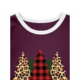 thumbnail image 3 of TWZH Women Red Plaid Merry Christmas Tree Print Crew Neck Shirt, 3 of 5