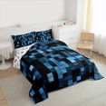 thumbnail image 3 of Manfei Chic Cyan Geometric Bedding Comforter Set, Modern Square Abstract Twin Comforter Sets, Teens Boys Girls Kids Reversible Bedding Set, Ultra Soft Home Decor, 2pcs, 3 of 8