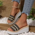 thumbnail image 4 of Dakaela Women's Wedge Sandals Bohemian Platform Espadrille Arch Support Slip on Slides Comfortable Open Toe Summer Beach Shoes Black 9, 4 of 8