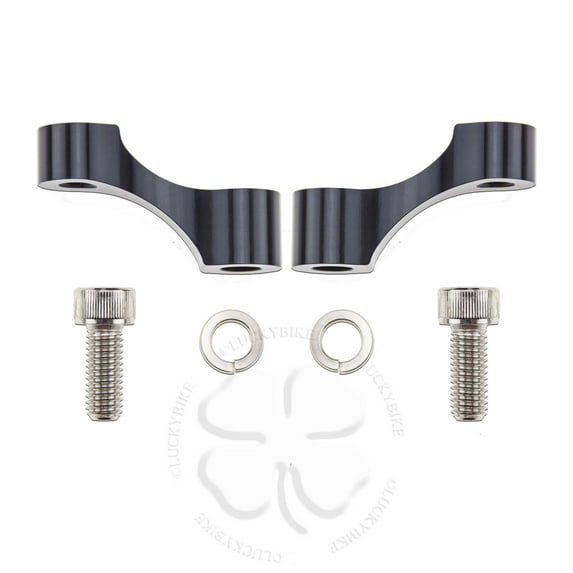 2x Mirror Riser Set Black Universal 10mm Mount Adapter Right Hand Threaded