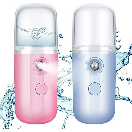 

2 Pieces Nano Facial Mister 30 ml Mini Face Humidifier Portable Facial Sprayer USB Rechargeable Handy Skin Care Machine for Face Hydrating Daily Makeup