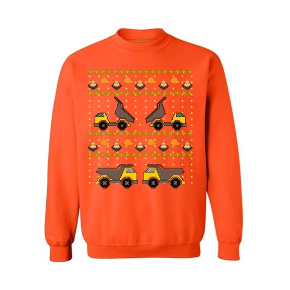 Awkward Styles Christmas Construction Truck Sweatshirt Xmas Truck Christmas Sweater Funny Christmas Gifts Holiday Party Outfit Xmas Gifts for Truck Fans Truck Accessories Toy Truck Xmas Sweater