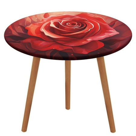 

Rose (40) Round Fitted Tablecloth Elastic Table Cover Waterproof Dining for Indoor Outdoor Decor Table Cloth