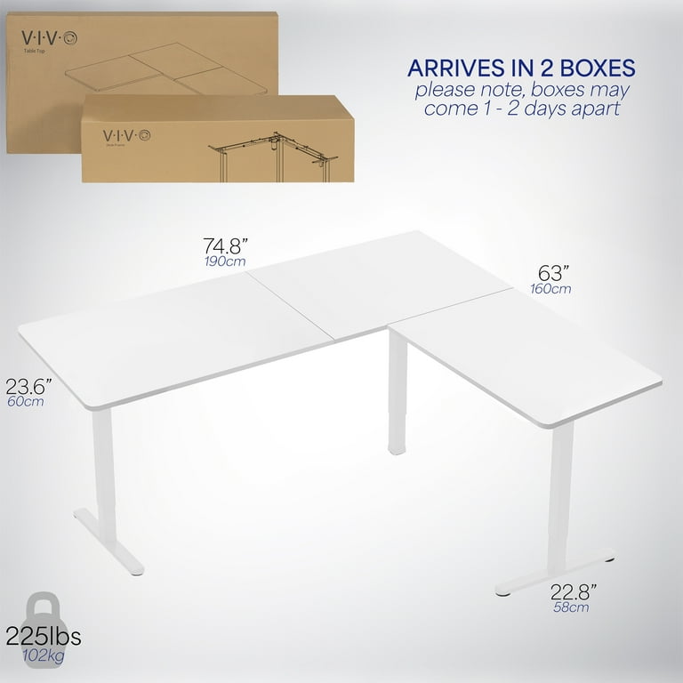 VIVO L-Shaped Electric Standing Desk, 75
