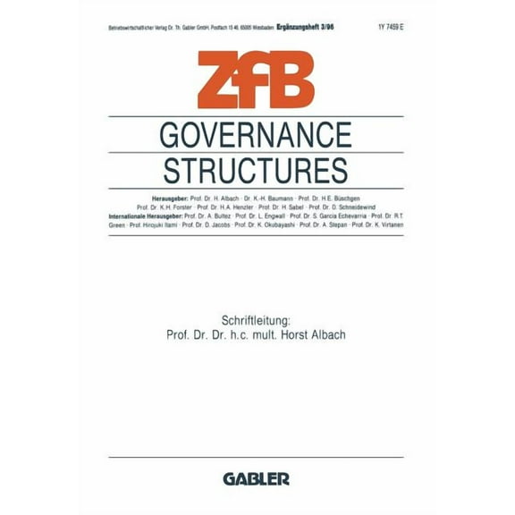Zfb Special Issue Governance Structures: Umbruch in Der Führung Von Großunternehmen, (Paperback)