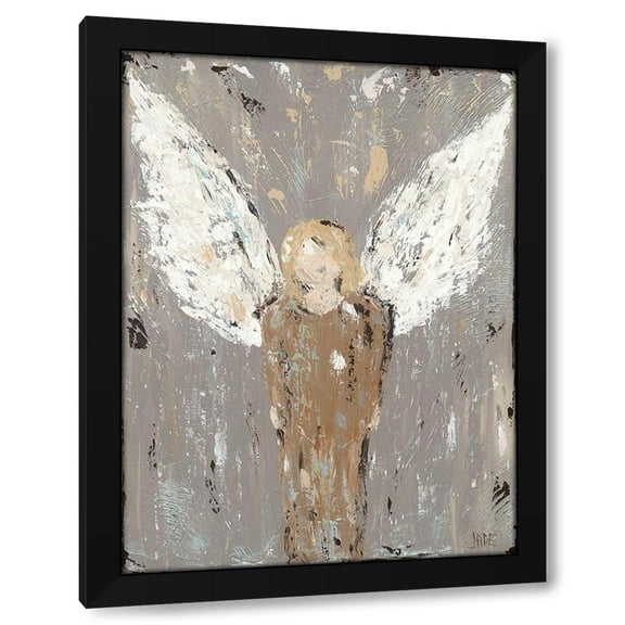Jade Reynolds 12x14 Black Modern Wood Framed Wall Art Titled - Angel Guardian