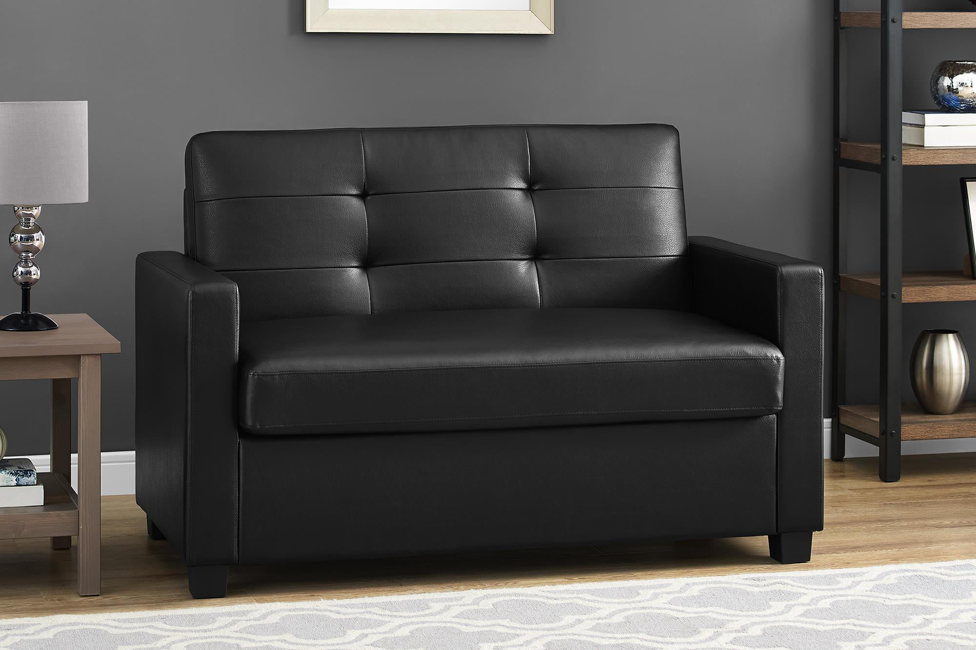 black leather loveseat sleeper sofa
