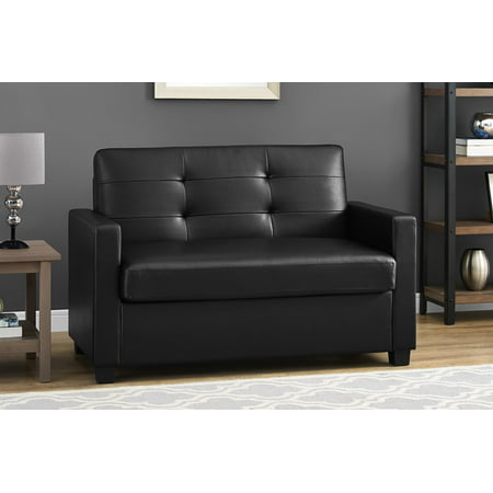 Mainstays Loveseat Sleeper Sofa, Twin, Black Faux Leather