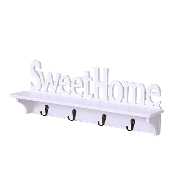 Leutsin Sweet Home Style 4 Crochets Étagère de Rangement Étagère Rack Mur Cintre Décor