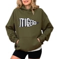thumbnail image 6 of Tigers Pennant Flag Hoodie for Women Men & Teens Distressed School Spirit Game Day Sweatshirt Army Green Hoodie Small, 6 of 8