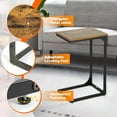 thumbnail image 4 of FDW C Shaped End Table with Adjustable Feet,Bedroom,Bedside,Brown, 4 of 7