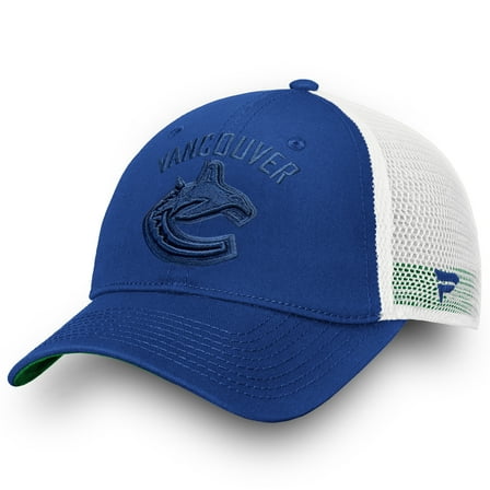 Women's Fanatics Vancouver Canucks Blue/White Iconic Lockup Adjustable Trucker Hat