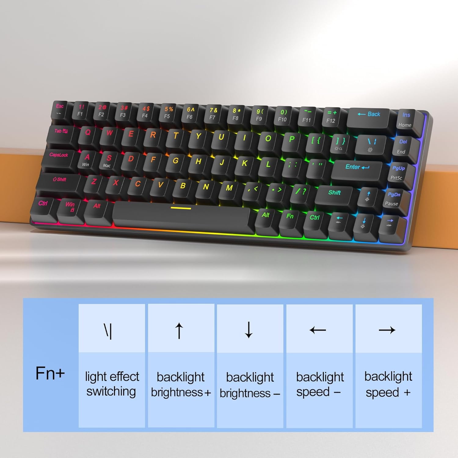 MageGee 60% Rapid Trigger Gaming Keyboard, Hall Effect Magnetic Switch, Actuation Point Adjustable, Hot Swappable RGB Backlit Wired Keyboard with Arrow Keys