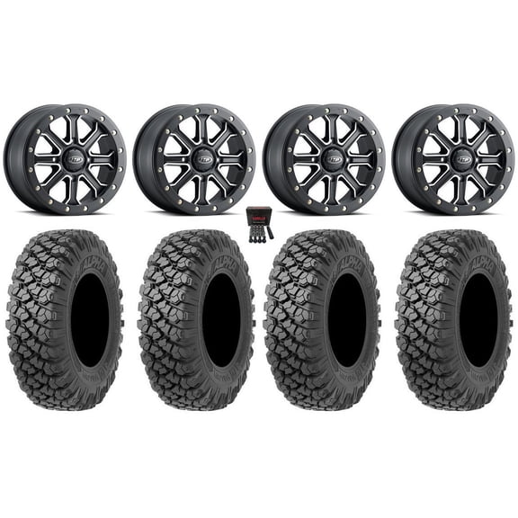 ITP Inertia Beadlock 14" Wheels Black  40mm 30" Alpha Tires Can-Am Maverick X3 / Honda Pioneer 1000 / Talon