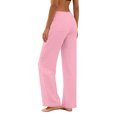 thumbnail image 4 of Wutalume Women's Casual Lightweight Linen Pants - with Drawstring Waist and Pockets, Loose Trousers for Summer, Beach, Travel, Breathable Airy Fabric, Perfect Summer Pants for Women,Pink L, 4 of 7
