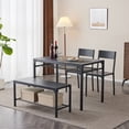 thumbnail image 3 of Ktaxon 4 Pcs Dining Table Set, Dinner Table Set for 4 with 2 Chairs with Backrest and Bench with Storage Rack,Nesting Furniture Set for Dining Room and Restaurant, Black, 3 of 7