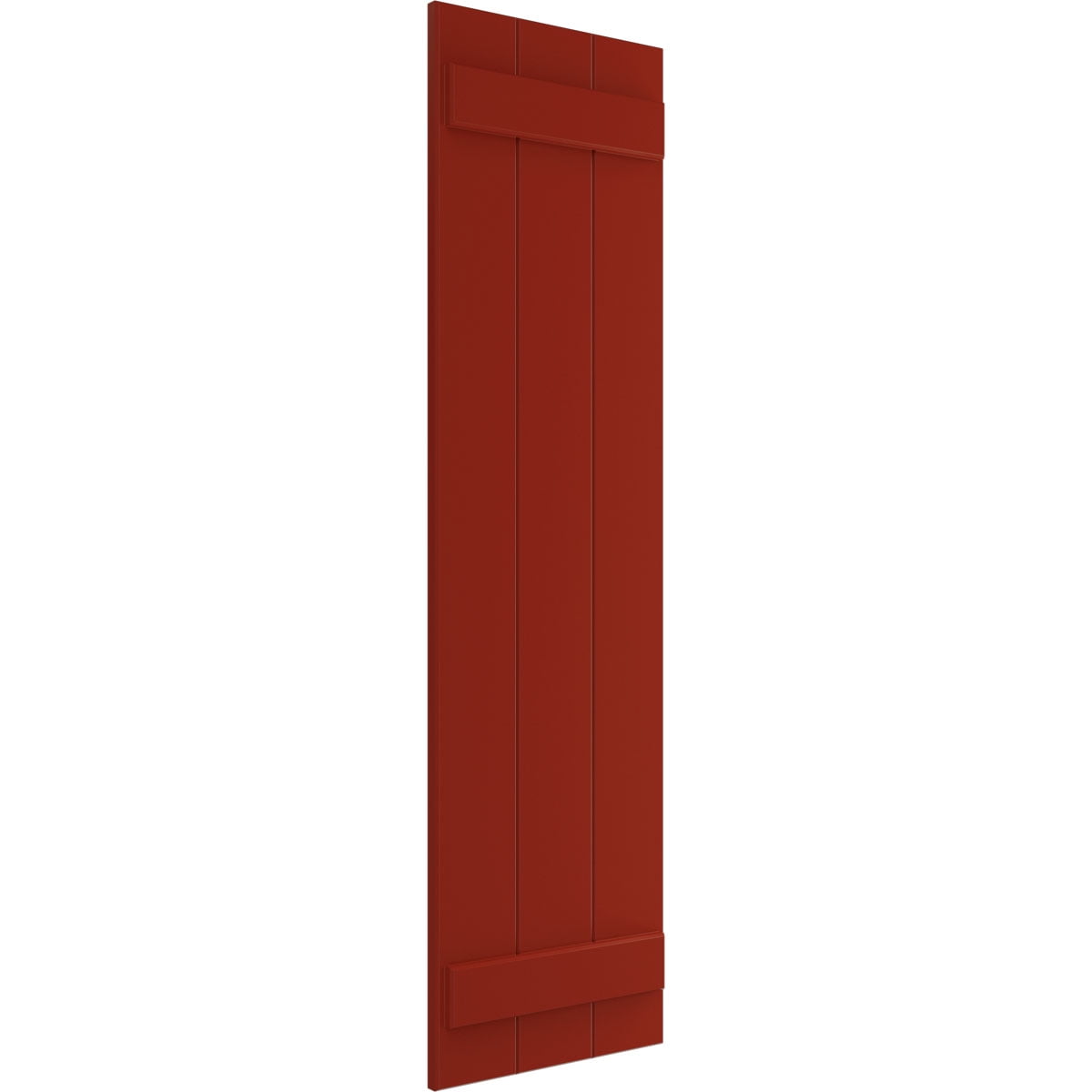 Ekena Millwork 16 1/8"W x 55"H True Fit PVC Three Board Joined Board-n-Batten Shutters, Fire Red (Per Pair - Hardware Not Included)