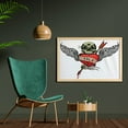thumbnail image 2 of Tattoo Wall Art with Frame, Angel Wings Skull and Heart Full of Blood Real Love Image, Printed Fabric Poster for Bathroom Living Room, 35" x 23", Red White and Black, by Ambesonne, 2 of 2