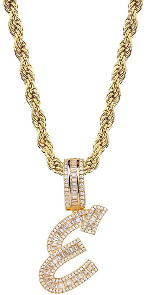 MoAndy Women Men Stainless Steel Initial Capital Letter C Pendant Necklace Gold 