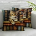 thumbnail image 3 of MLJA  Cat Throw Pillow Cover Funny Cartoon Bookshelf Sleeping Cat Decorative Pillowcase for Sofa and Bed Couch, 3 of 5