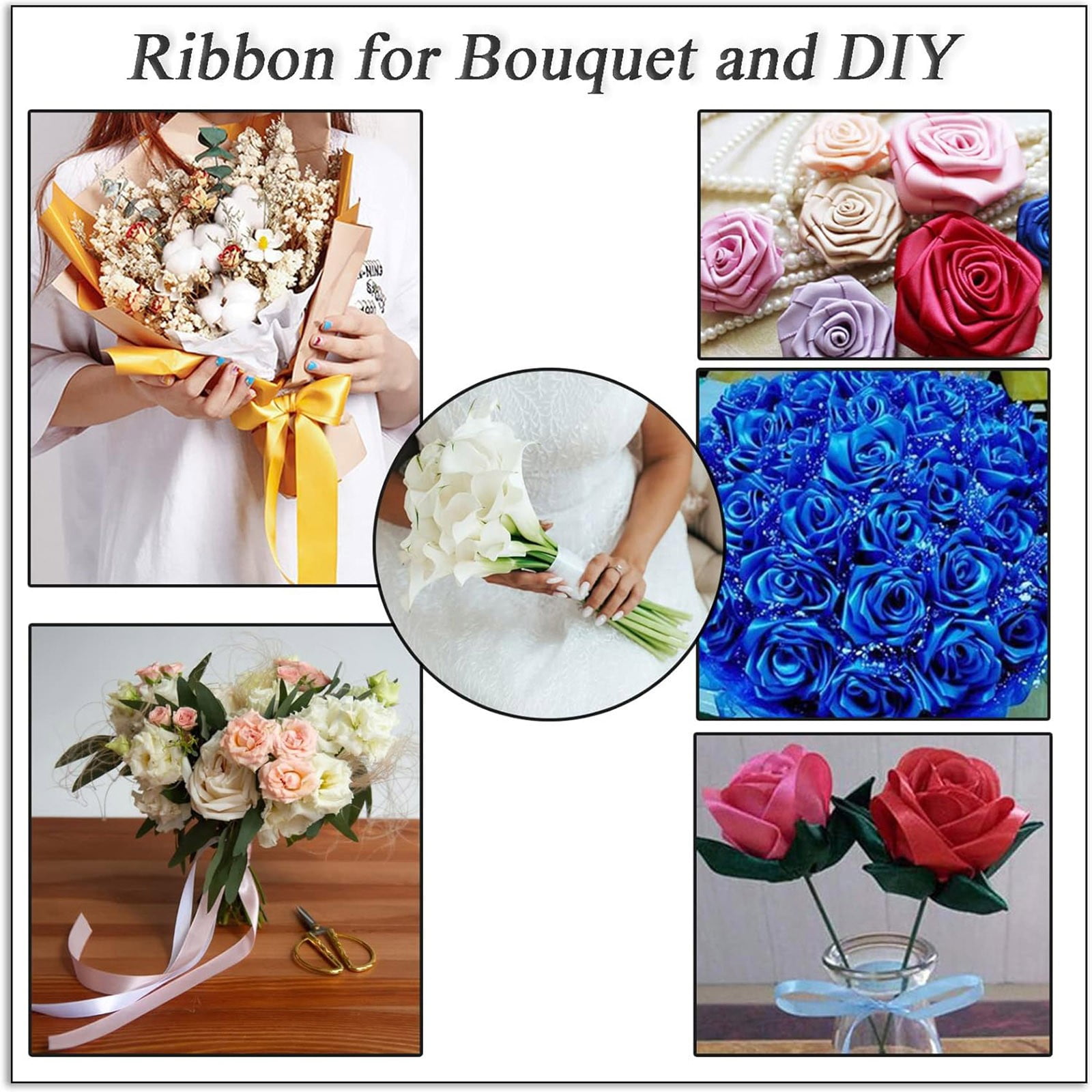 4pcs 2 inch Wide Satin Ribbon Perfect for Wedding,Handmade Bows and Gift Wrapping,66FT Solid Color Satin Ribbons, Single Faced Fabric Craft Ribbons Gift Wrapping Decorative Ribbons,4 Colors,20m*7cm