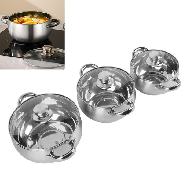 Olla De Cocina De Acero Inoxidable, Juego De Ollas De Cocina De 3 Piezas, Revestimiento Antiadherente Multifuncional De Fondo Grueso Para El Hogar
