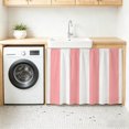 thumbnail image 2 of Coral Pink Striped Oven Skirt Curtain for Kitchen Decor 28"x35", Vertical Stripe Boho Minimalist Country Self Adhesive Stove Curtains Skirt Cabinet Curtains for Bathroom Laundry Room, 2 of 8