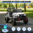 thumbnail image 5 of iRerts 24V Ride on Cars, Powered Ride on Truck Toys with Remote Control, Bluetooth, Music, USB/AUX Ports, LED Light, 4 Wheel Suspension, Kids Cars Electric Vehicles for Boys Girls Ages 3-6, White, 5 of 9