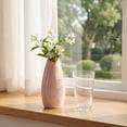 thumbnail image 5 of REGALWOVEN Modern Vase, Matte Ribbed Decorative Flower Vase for Desktop, Shelf & Bathroom, Minimalist Boho Home Decor Accent Pink 2.4"L x 2.4"W x 5.1"H, 5 of 7