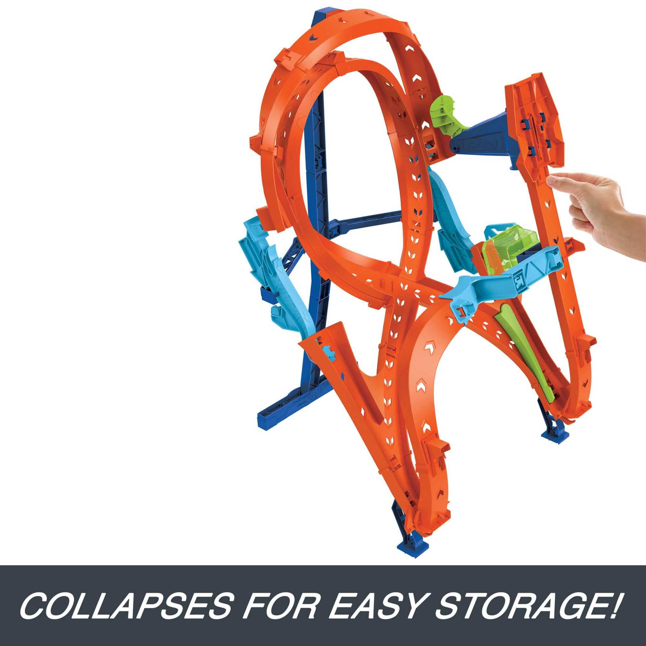 Hot Wheels Action Vertical-8 Jump Track Set with 1:64 Scale Toy Car, 2-ft Tall Track, 37.01 in
