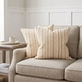 thumbnail image 4 of Unique Bargains Chenille Geometric Throw Pillow Covers 2 Pc Striped Cases Khaki 18"x18", 4 of 7