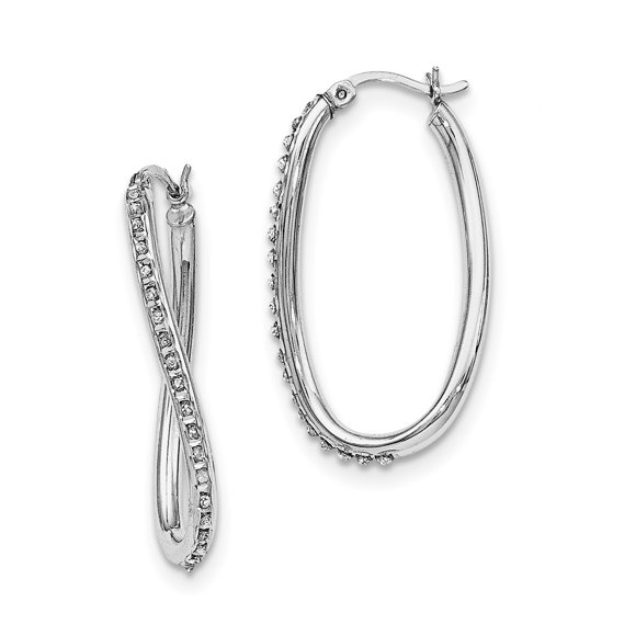 Boucles d'Oreilles Ovales Torsadées en Argent Sterling Diamond Mystique QDF108