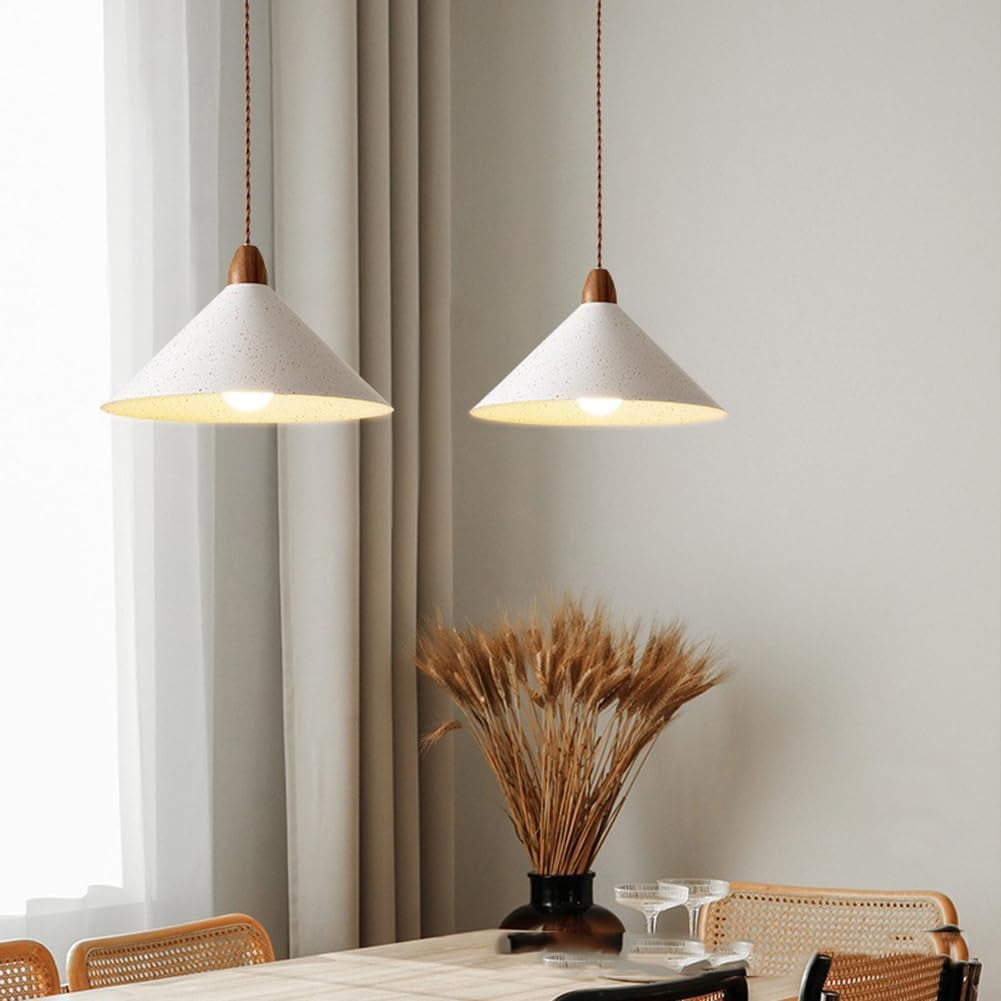 Simple White Metal Pendant Lighting for Kitchen Island, Minimalism Farmhouse Pendant Light Fixture for Dining Room, Rustic Iron Pendant Light, Pendant Lighting for Closet Bedroom Kitchen Sink