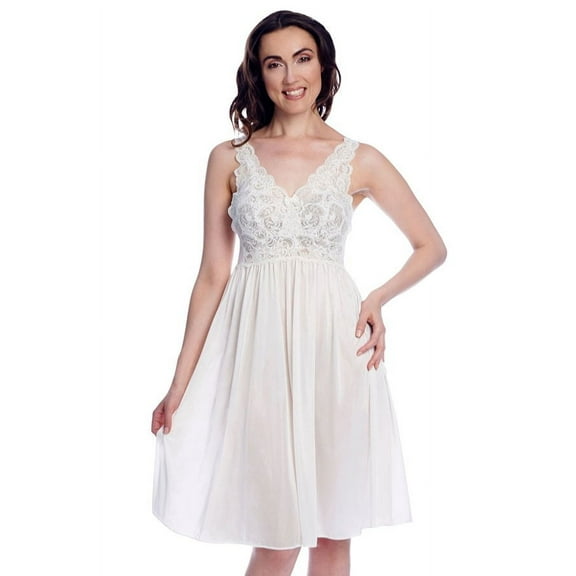 Women's Shadowline 37737 Silhouette 40 Inch Gown (Ivory M)