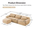 thumbnail image 3 of FFH 114.7" L Shaped Couch Plush Boneless Sofa with Movable Ottoman, Light Khaki, 3 of 11