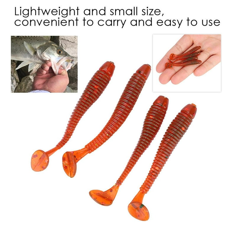 Greensen 50PCS 5cm Soft Plastic Fishing Lures T-Tail Grub Worm Baits Fish  Tackle Accessory,Baits 