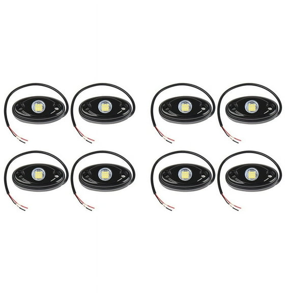 8Pcs 9LED Super Bright Rock Light Kit LED Waterproof LED Neon Underglow Light for Off Road Truck Boat White