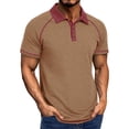 thumbnail image 1 of T-Shirts Homme Printemps Manches Courtes Col à Revers Polyvalent Chemises d'Été Homme Khaki TTG, 1 of 1