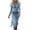 #0252-Blue, variant on Women's Dresses Western Fringe Trim Long Sleeve Maxi Dress Casual Party Wear Lightweight Breathable Stretchy Form Fitting Sundresses Gift