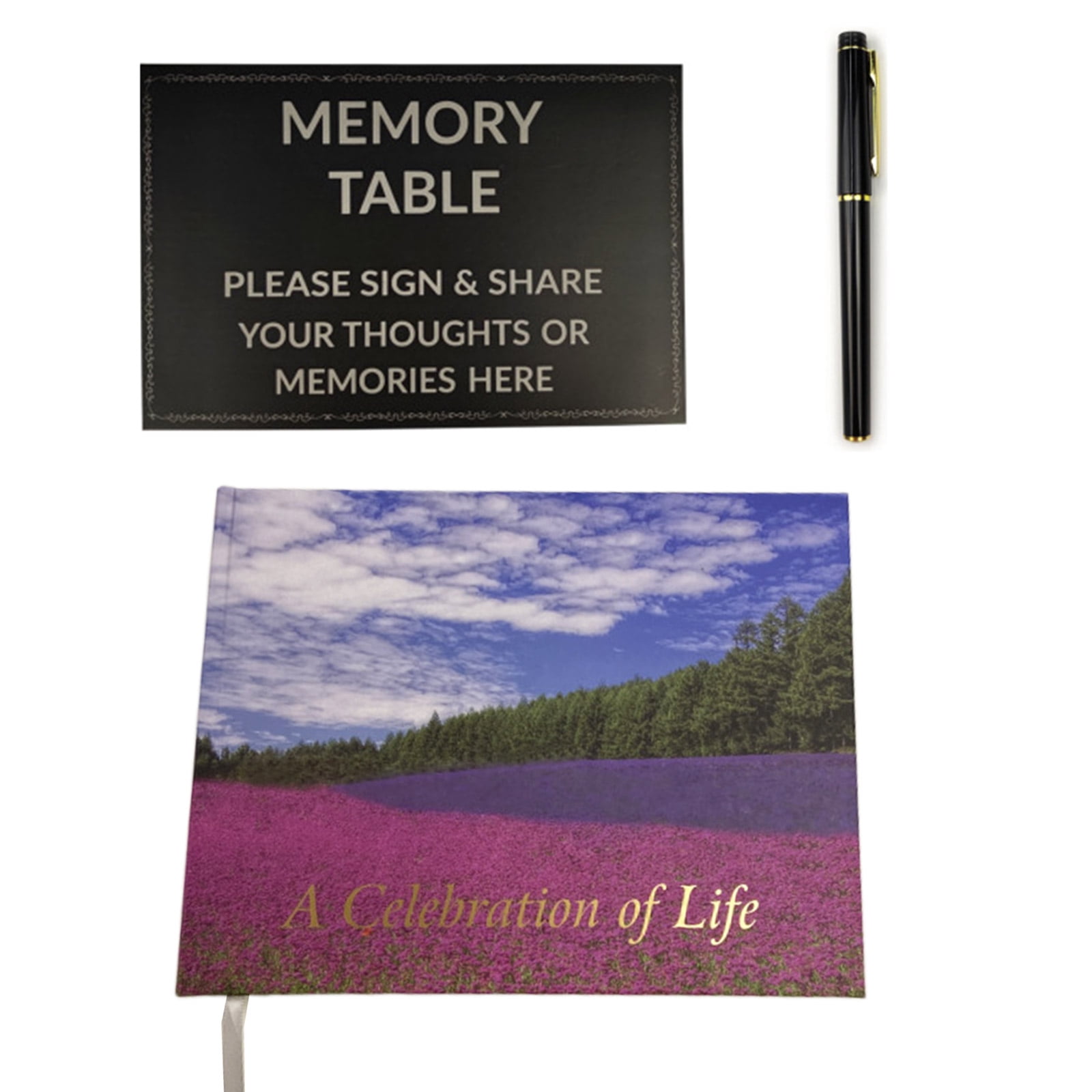 Funeral Guest Book Pen and Table Sign Included Signature and Memory