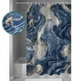 thumbnail image 3 of Extra Long Shower Curtain 72x84 Inch, Blue White Marble Shower Curtain Waterproof Bathroom Decor Nature Stone Abstract Fabric Bath Curtain Set Accessories with Hooks, 3 of 6