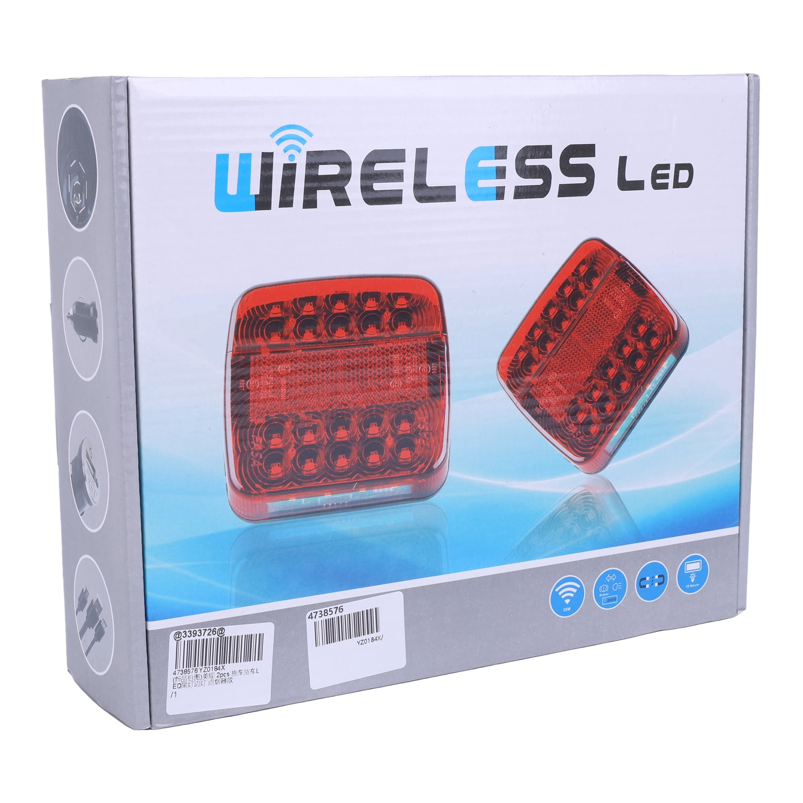 HUOEPU Wireless Trailer Lights with Magnetic Mount 2pcs IP65 Waterproof LED Stop Turn Tail Lights 5 Functions 10-Hour Battery 2.4GHz Signal for Truck RV Boat Trailer