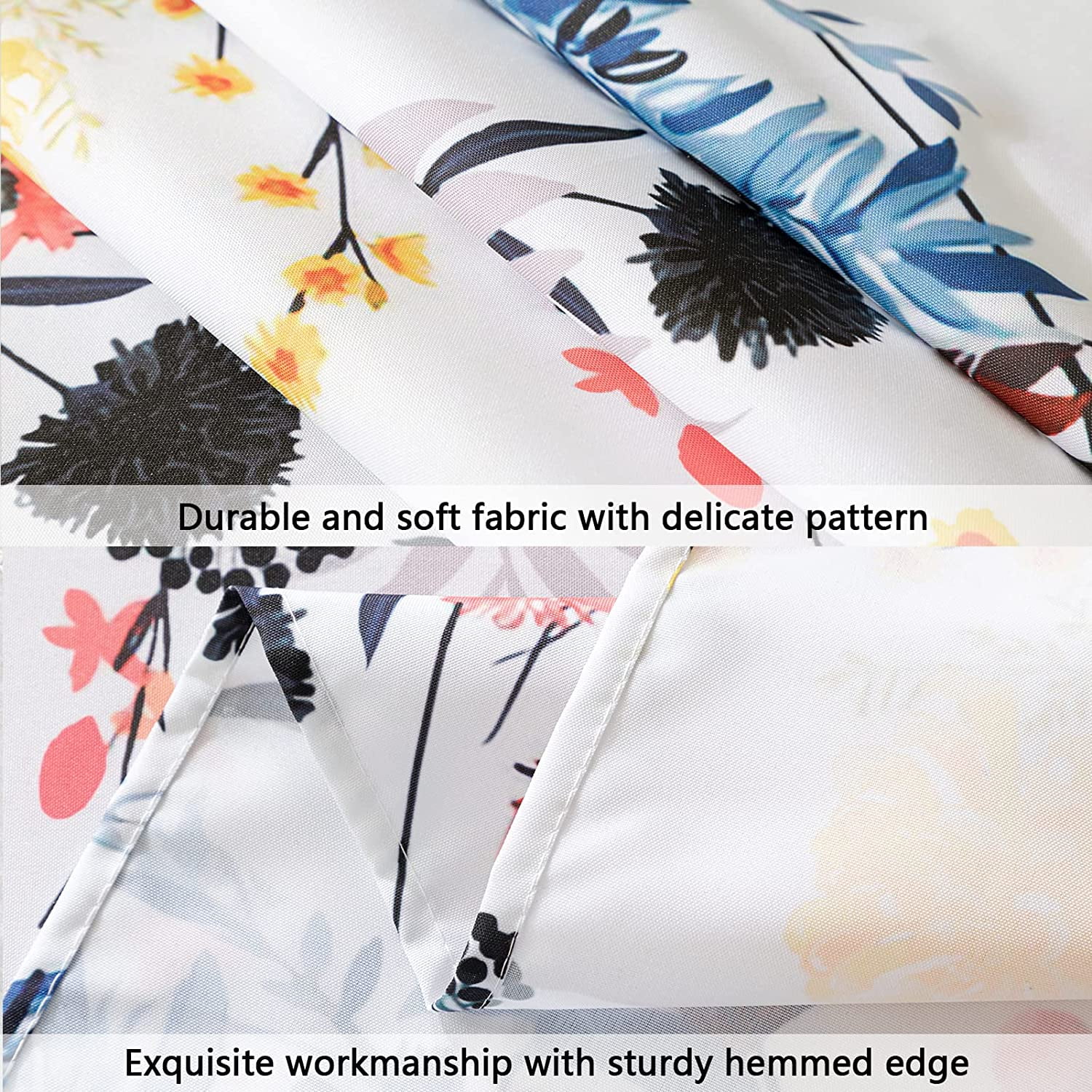 Easter Tablecloth 60x84 Inch – Spring Flower Bunny Buffalo Plaid Rectangle Dining Table Cover - View #4
