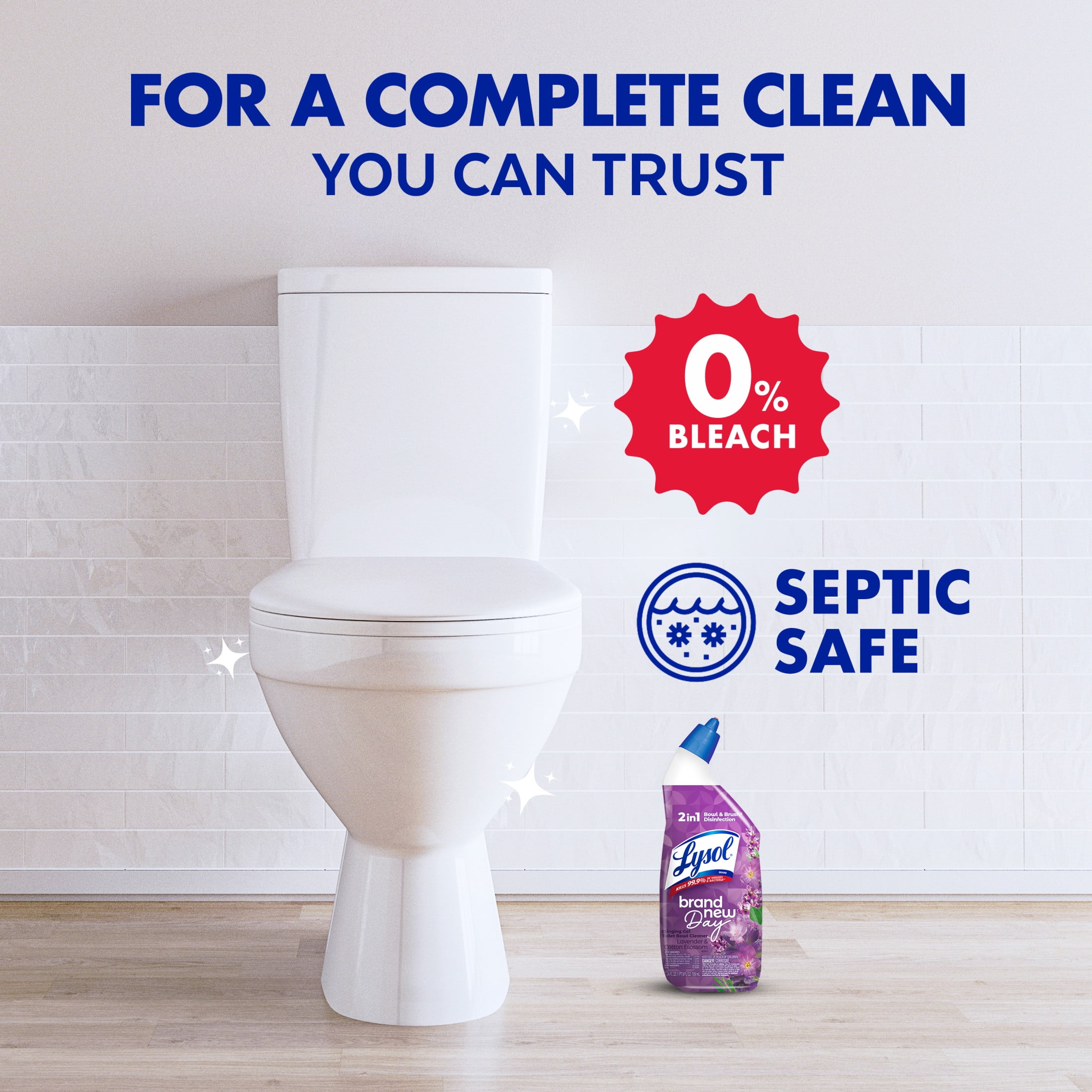 (2 pack) Lysol Toilet Bowl Cleaner Clinging Gel, Disinfecting Bathroom Cleaner and Toilet Bowl Stain Remover, Lavender & Cotton Blossom Scent, 24 fl oz