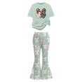 thumbnail image 4 of shoper Toddler Girl Summer Outfits 4t Cartoon Print Short Sleeve T Shirt Tops and Elastic Waist Pants Outfits Set Crewneck Fashion Shorts Beach Playwear Outfits Preppy Clothes, 4 of 5
