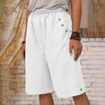 thumbnail image 2 of TAGOLD Womens Summer Summer Shorts Pants,Women's Spring And Autumn Solid Elastic Waist Cotton Linen Versatile Straight Leg Casual Pants Capris, 2 of 5