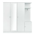 thumbnail image 4 of Kadyn 4 Door Armoire Wardrobe Closet with Full-Length Mirror, 65" Large Wardrobe Armoire with Drawers & Shelves, Modern Wooden Armoire Storage with Hanging Rod for Bedroom, White, 4 of 12