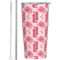 Cute Pink Cowgirl Tumbler,Cowgirl 20oz Stainless Steel Insulated Travel Tumbler,Travel Coffee Mug with Lid and Straw Water Bottle Drink Tumbler Cups Gifts for Women Men Lovers