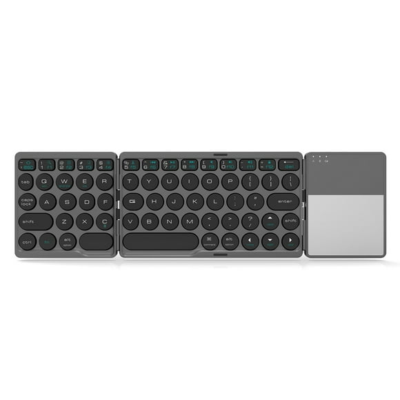 Portable Wireless BT Keyboard Foldable BT Keyboard with Touchpad Built-in Lithium Battery for Windows/Android/iOS Grey